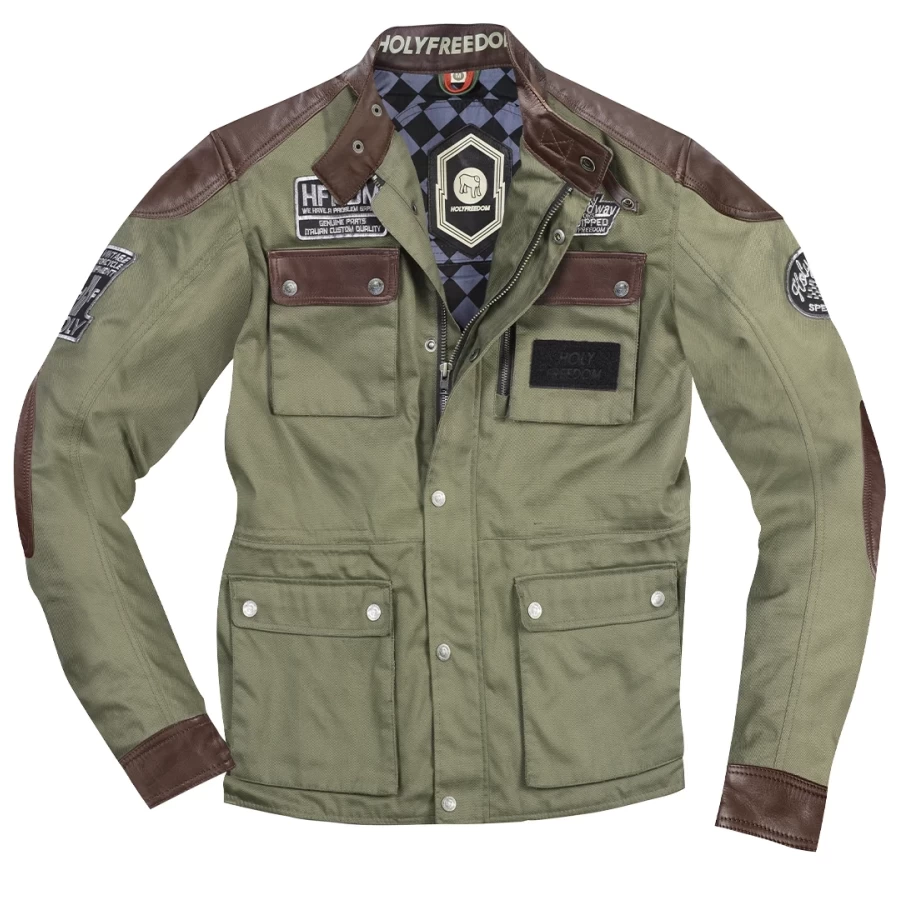 HOLYFREEDOM - JACKET QUATTRO WAXED EVO BROWN-MILITARY GREEN