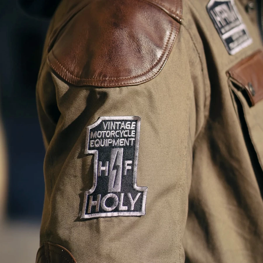 HOLYFREEDOM - JACKET QUATTRO WAXED EVO BROWN-MILITARY GREEN - Imagen 5