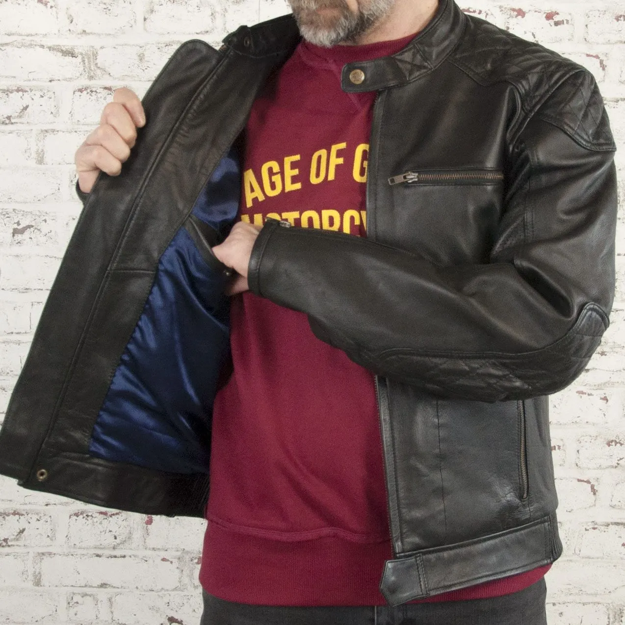 AGE OF GLORY - Rogue Leather Motorcycle Jacket Waxed Black - Imagen 6