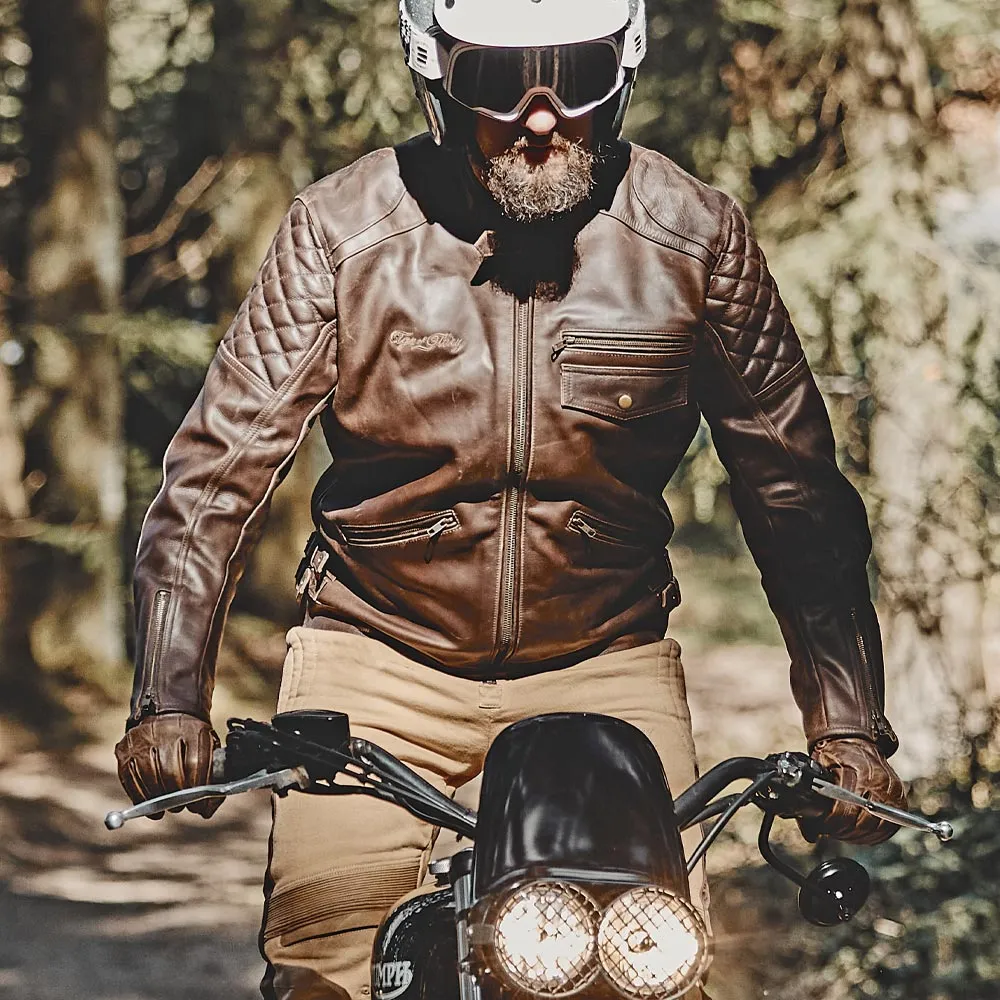 AGE OF GLORY - Kingpin Leather Jacket Brown - Imagen 3