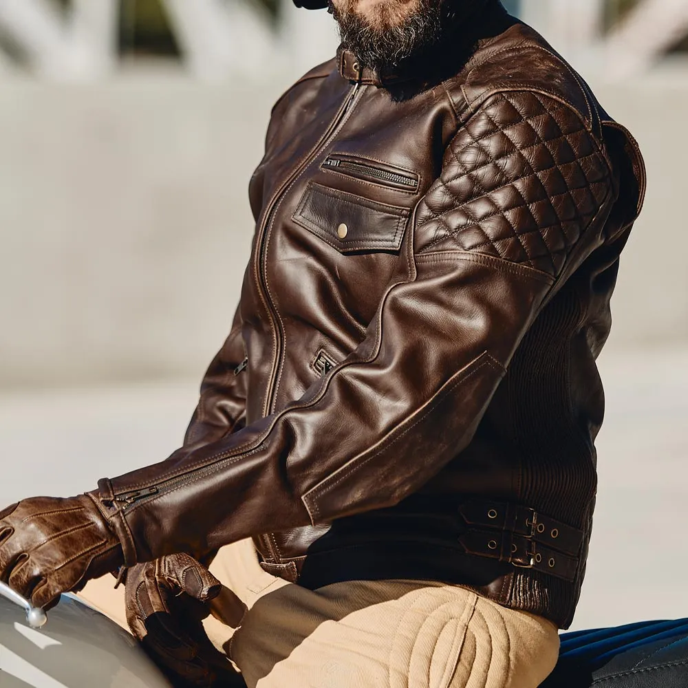 AGE OF GLORY - Kingpin Leather Jacket Brown - Imagen 4