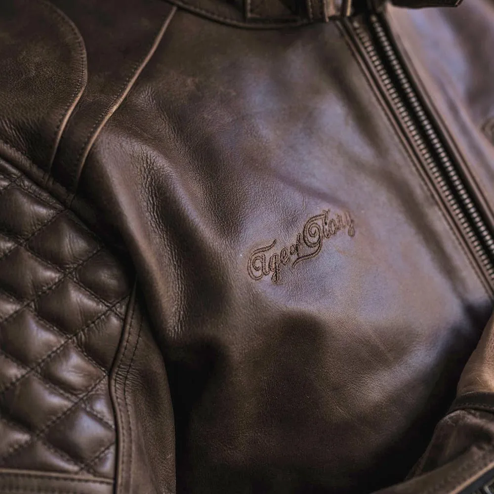 AGE OF GLORY - Kingpin Leather Jacket Brown - Imagen 6
