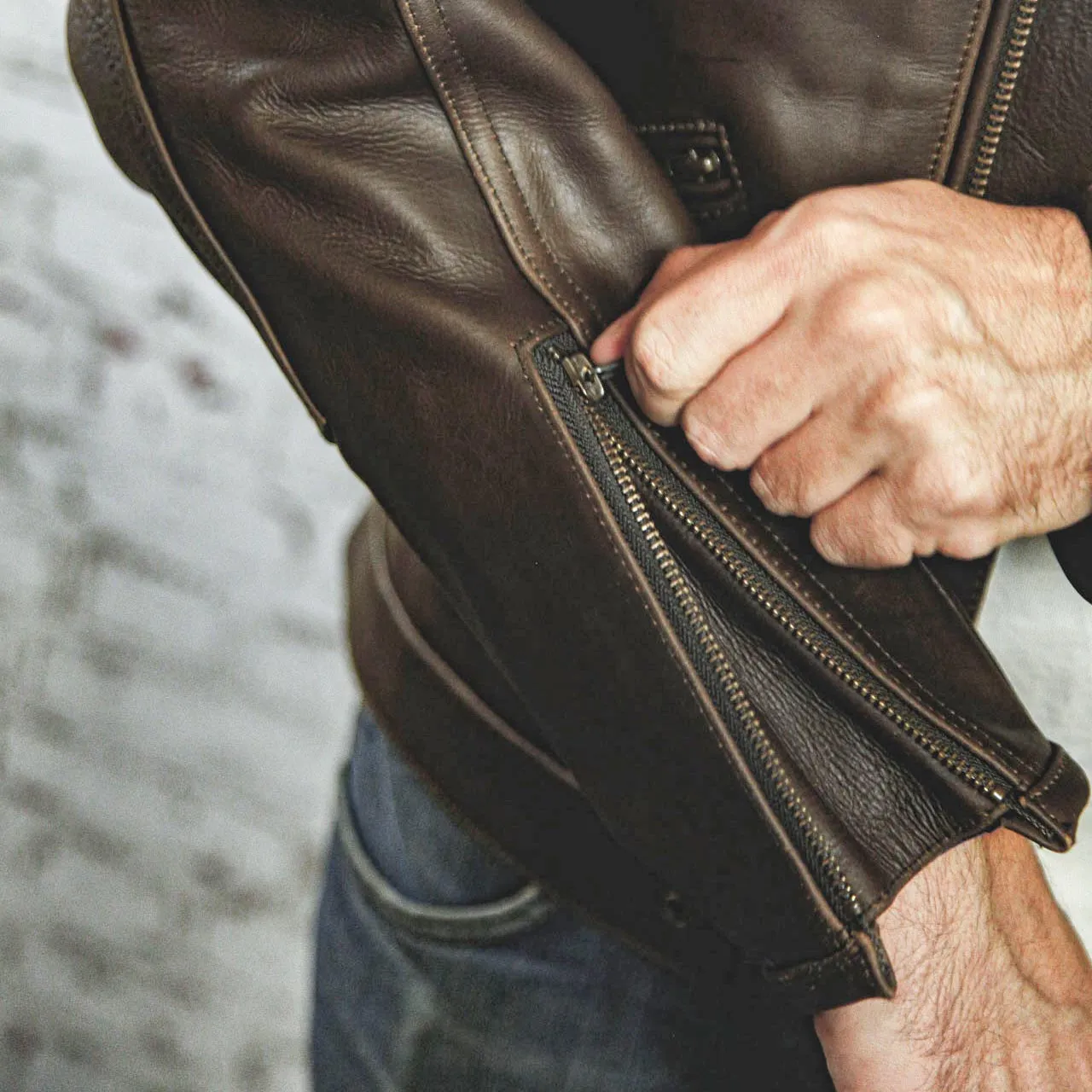 AGE OF GLORY - Kingpin Leather Jacket Brown - Imagen 10