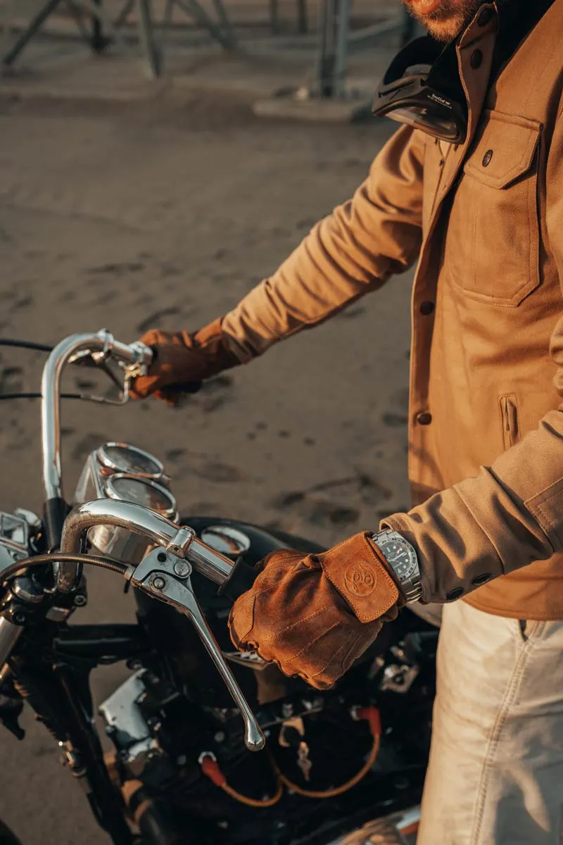 AGE OF GLORY - Rover Leather CE Gloves Caramel Sued - Imagen 6