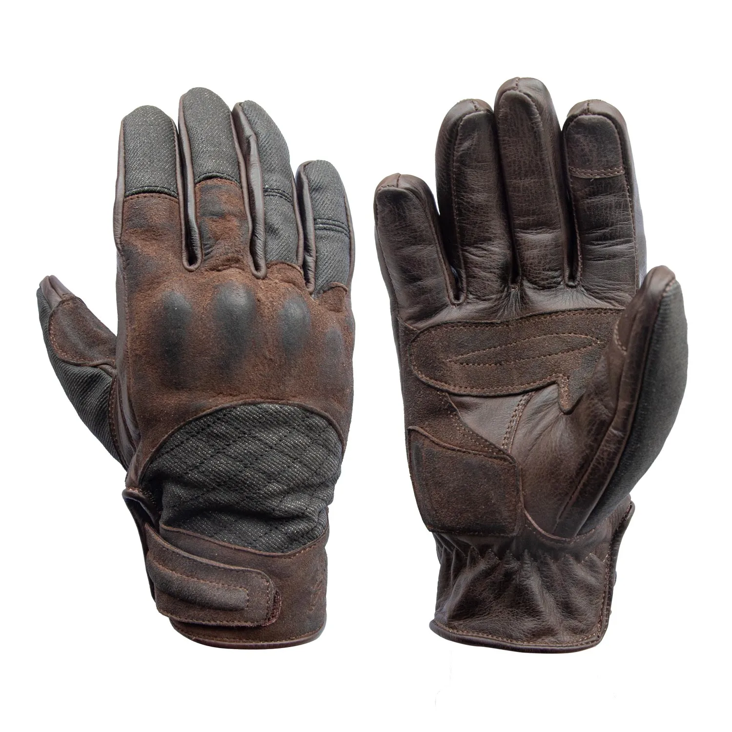 AGE OF GLORY- Gloves Brown leather and Denim