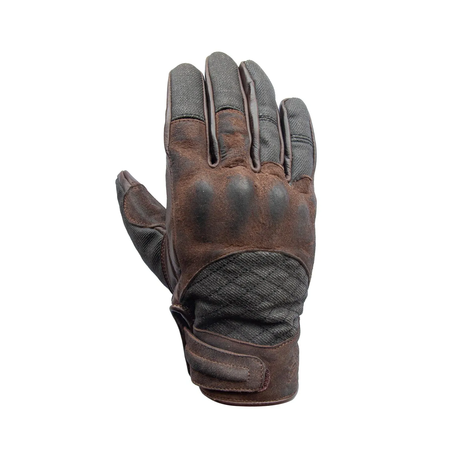 AGE OF GLORY- Gloves Brown leather and Denim - Imagen 3