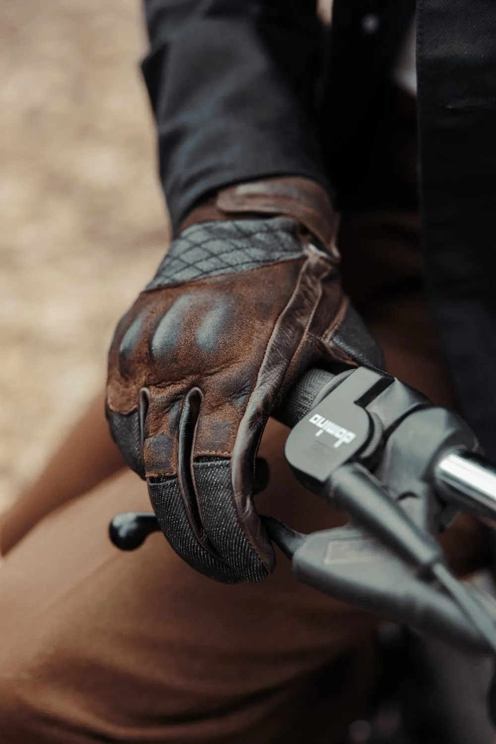 AGE OF GLORY- Gloves Brown leather and Denim - Imagen 8