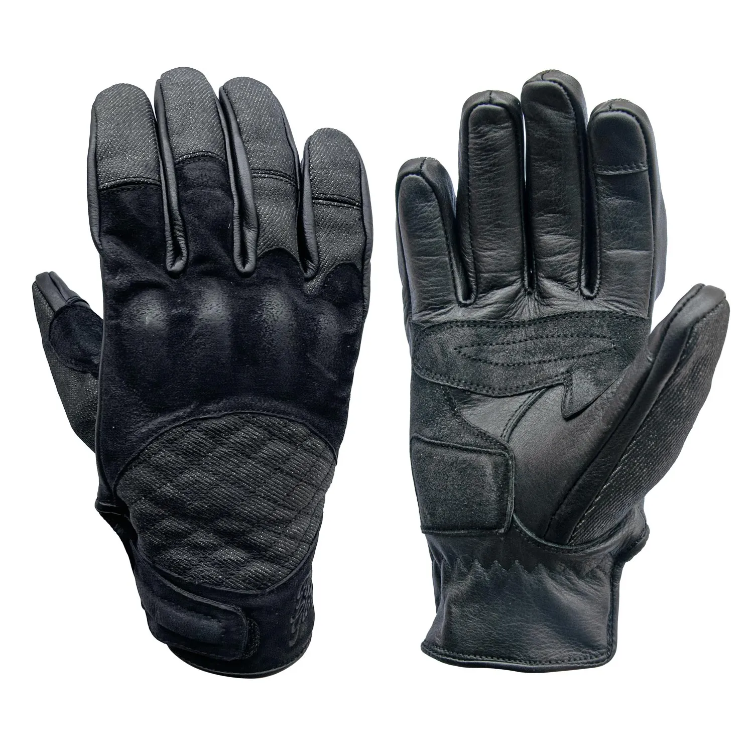 AGE OF GLORY- Gloves Black leather and Denim