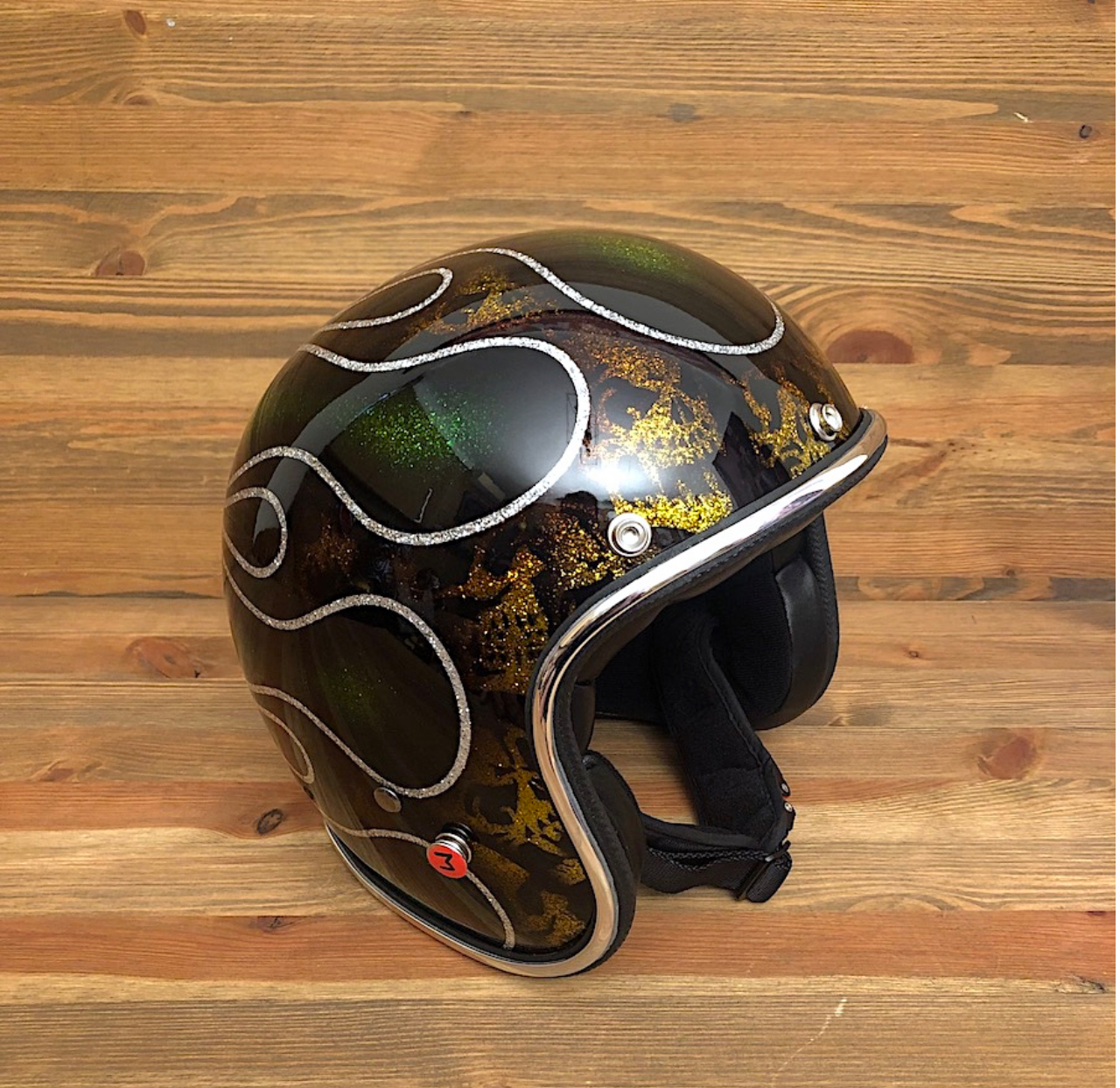 70’S HELMETS - Skulls & Flames Acid Green