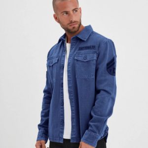 DAYTONA 73 - MELHART - CHEMISE MILITAIRE HOMME BLEU DE CHINE