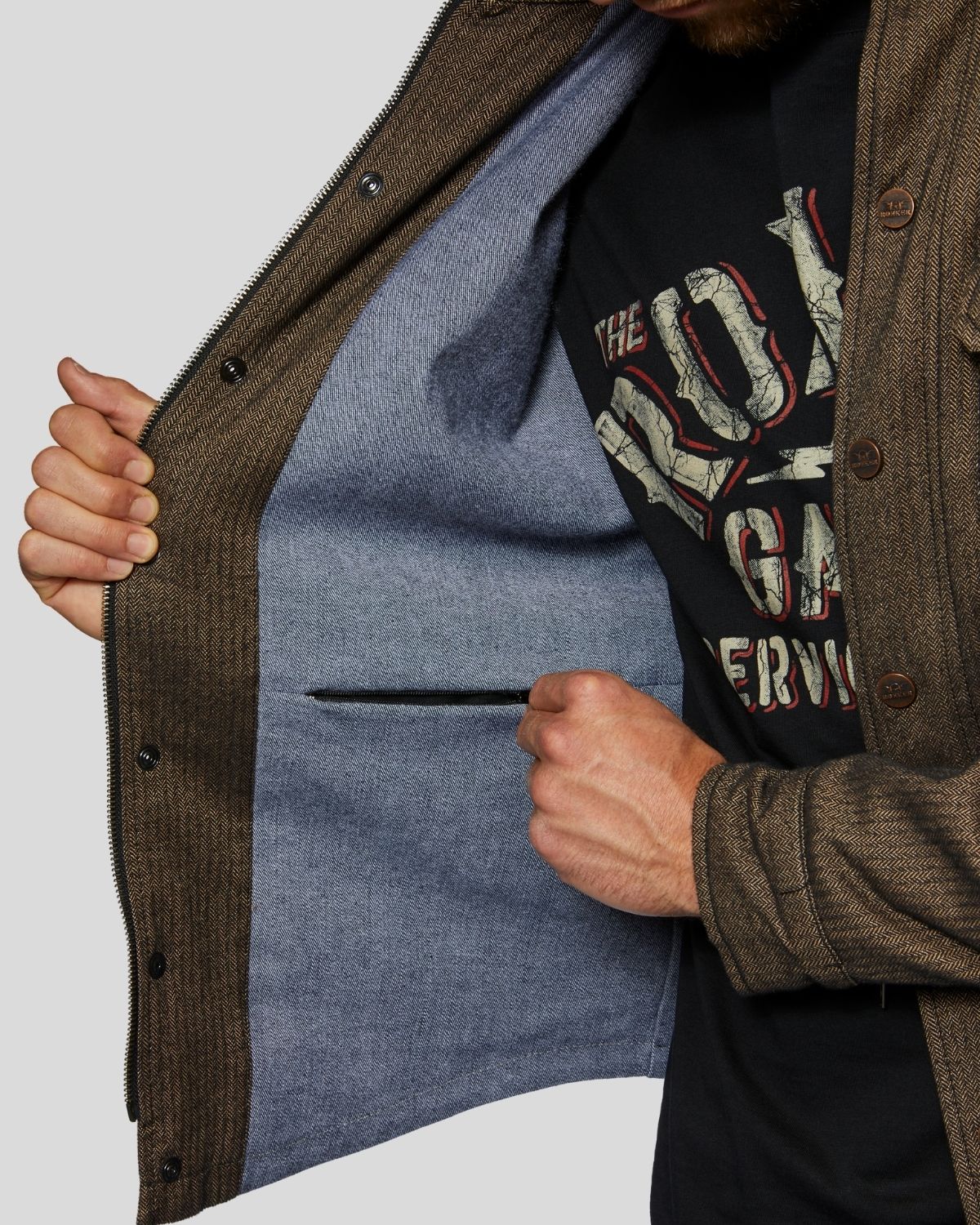 THE ROKKER COMPANY Boston Rider Shirt Brown - Imagen 3