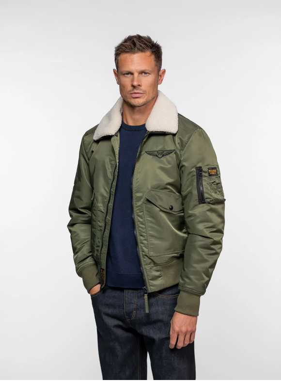 HANFORD - VESTE AVIATEUR EN NYLON KHAKI GREEN - Imagen 2