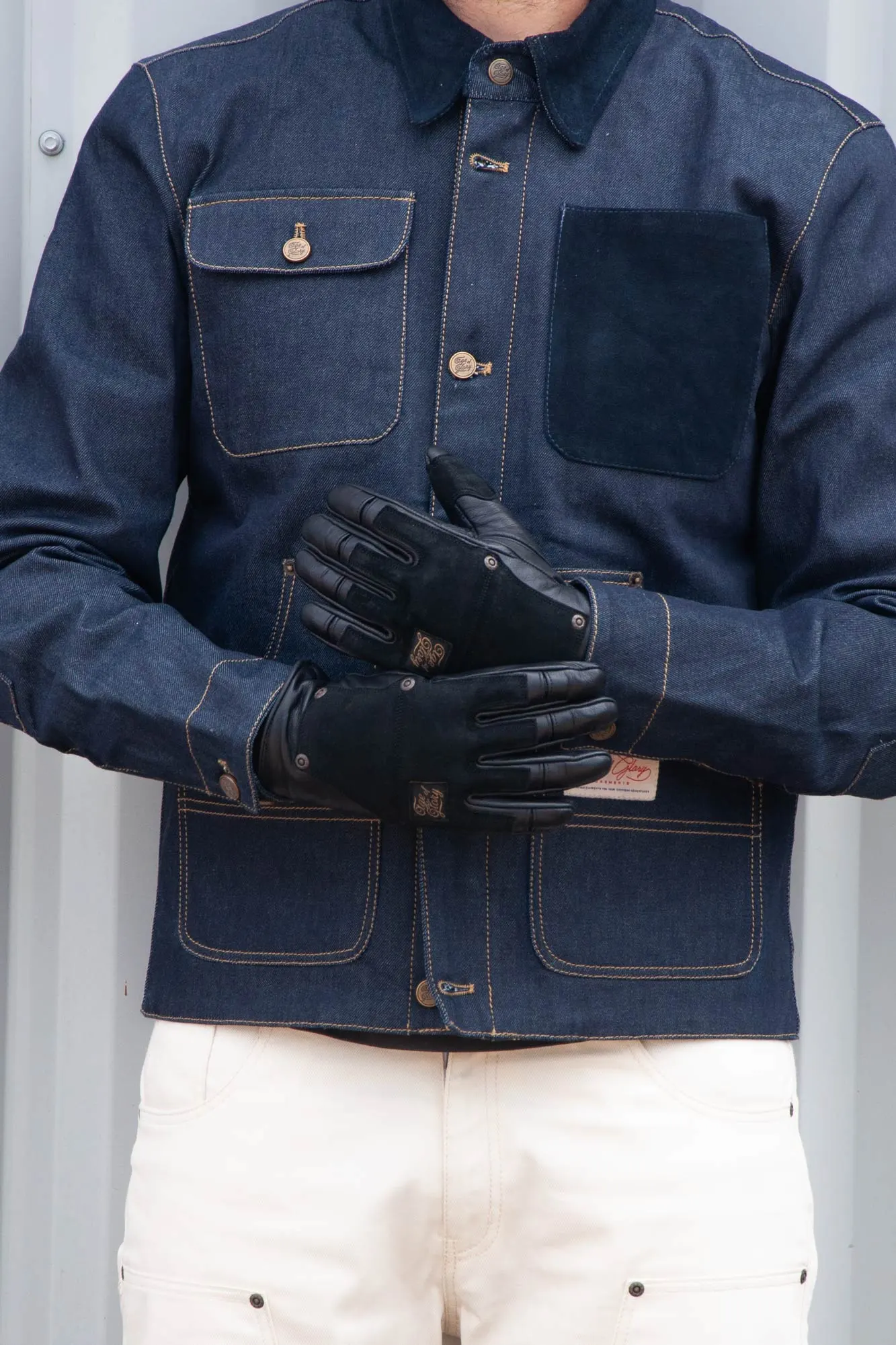Crafter Leather Gloves CE Black –Vintage Motorcycle Gloves - Imagen 3