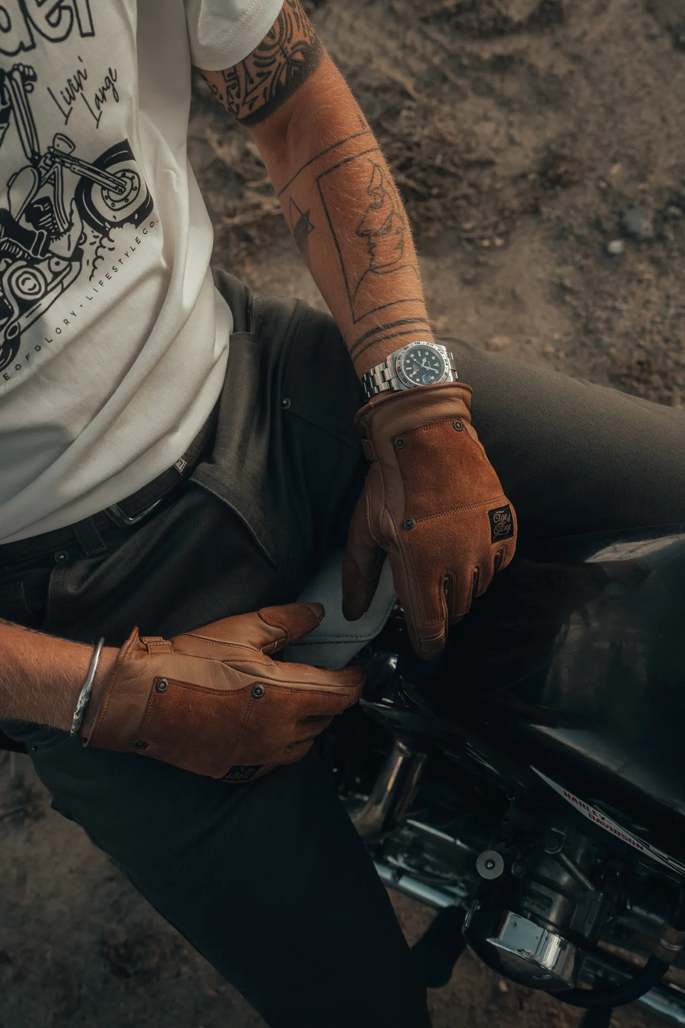 Crafter Leather Gloves CE Caramel –Vintage Motorcycle Gloves - Imagen 4